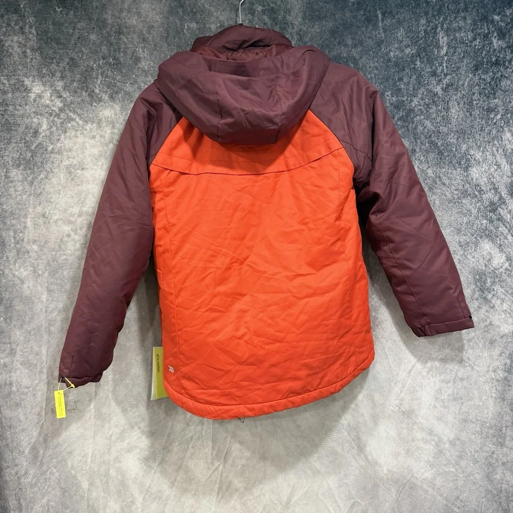 Boy's 3 In 1 Hooded Water Resistant Fleece Layered Coat Orange Burgundy L